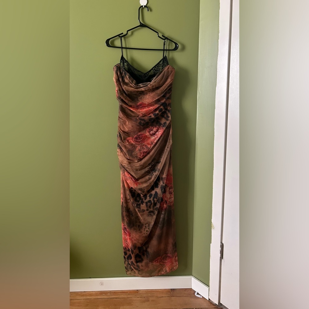 House of CB Nalini Dress (Leopard and Floral Corseted Maxi) - Picture 2 of 6